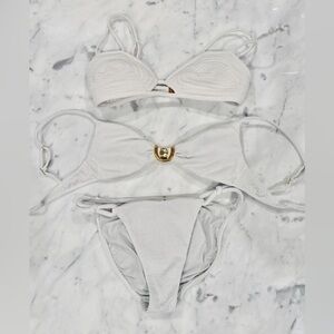 3 Pieces ViX Paula Hermanny Firenze White Bikini Set (read description)